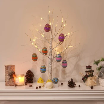 60 cm breza LED svetlo, Veľkonočné dekorácie pre domov Veľkonočné umelý strom svadobné dekor svetlá veselú veľkú noc domu home svetlo darček
