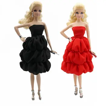 Móda Čierna Červená Princezná Šaty 1/6 BJD Bábiky Oblečenie Pre Barbie, Oblečenie Pre Barbie Šaty 11.5