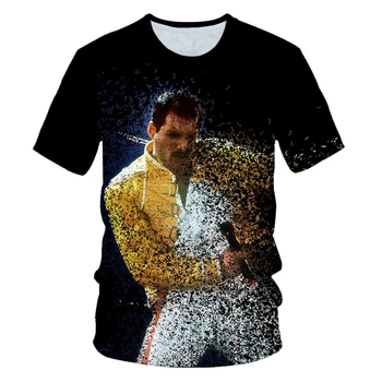 Kráľovná 3D Tlač T-shirt Rocková Kapela Streetwear Spevák Freddie Mercury T Shirt Muži Ženy Módne O-Krku Tees Harajuku Topy Oblečenie