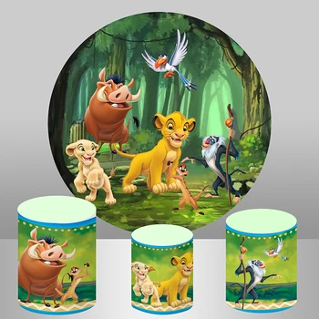 Disney Lion King Kolo Pozadie 1. 2. Chlapec Narodeniny Pozadie Jungle Lesa Kruhu veko Dekorácie Photo Booth Prop