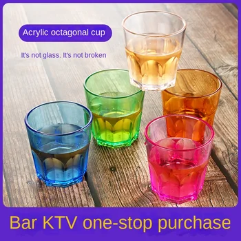 KTV bary PC akrylového skla pivo plastové poháre transparentné tichom sklo pohár octagon pohár whisky
