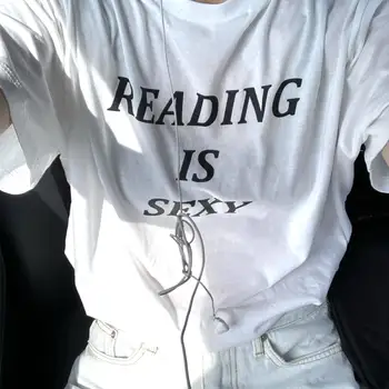 Čítanie Je Sexy Bavlna Ženy Tričká, Vintage 2000s T-shirt 90. rokov Grunge Oblečenie Gotický Y2K Slogan Tee Tričko Femme Dropshipping