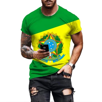 Luxusné pánske T-shirt Brazília štátny Znak T Shirt Mužov Brazília Vlajka 3d Tlač Tričko Príčinné Krátky Rukáv Topy Módne Oblečenie