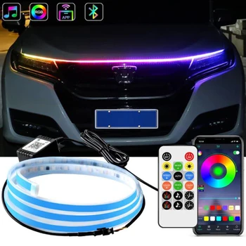 LED Auto Kapota Svetlo Pásy Univerzálny Vodotesný Flexibilný Auto Dekoratívne Atmosféru Lampa Okolia Podsvietenie Denných prevádzkových Svetlo