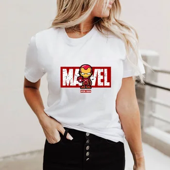 Marvel T Shirt ženy Letné Krátke Kreslené Ironman Tlač pánske tričká Superhrdina T-shirts Lady S-4XL-Biele Topy tee unisex