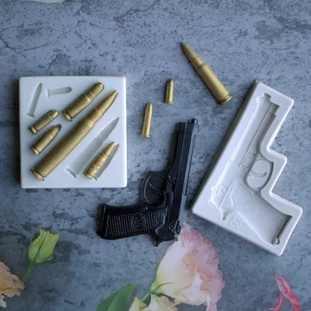 3D Zbraň, Pištoľ Zbrane Guľka Armády Topánky Nádrž Silikónové Formy DIY Čokoládové Pečivo, Formy na Pečenie Dieťa Strany Fondant Cake Zdobenie Nástroj