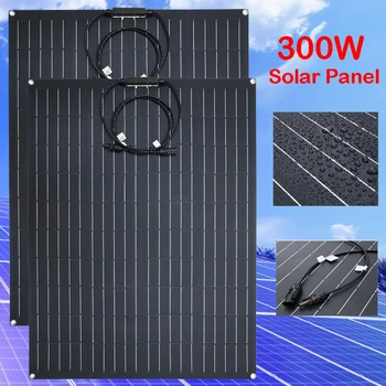 300W Flexibilný Solárny Panel auta Fotovoltaický Modul Solárneho Napájania Nabíjačka pre Jachty Obytné Auto, Loď, Karavan 12V Batérie