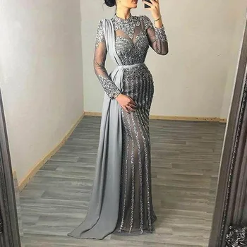 2022 Ženy Elegantné Luxusné Dlhé Šaty Večerné Šaty Elegantné Čierne A Strieborné Flitre Maxi Formálne Svadobné Party Oka Šaty