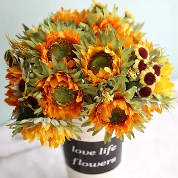 Kytice-Živé Umelé Slnečnice Ženy, Svadobné Party Dekorácie Hodvábu Kvetov Festival Home Art Decor DIY Falošné Kvety