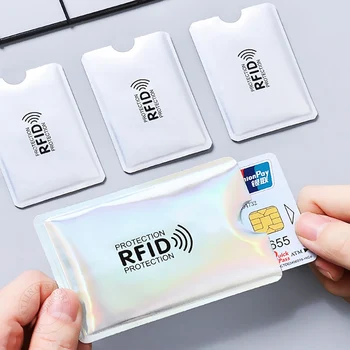 5 ks RFID Blokovanie Karty Rukávom Pre Mužov, Ženy Laser Hliníkovej Fólie NFC Čítačkou Zámok Protecter Anti Kontroly Banky Kreditnej Karty Držiteľ