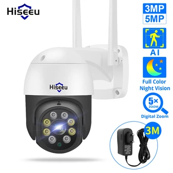 Hiseeu 5MP PTZ IP Kamera, Vonkajšie Bezpečnostné AI Ľudských Detekcie H. 265X 3MP Bezdrôtový WiFi CCTV Kamier Dohľadu iCsee P2P