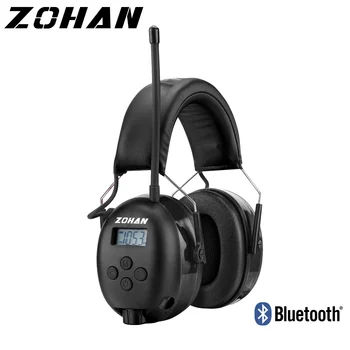 ZOHAN Elektronické Bluetooth 5.0 AM/FM Rádio chrániče sluchu S Nabíjateľnou 2000 mAh Lítiová Batéria RAO 25 dB, Ochrana Sluchu