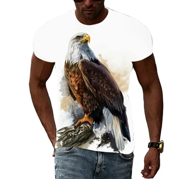 Letné Mužov Zaujímavé Eagle grafické t košele Osobnosti Bežné Zvierat, Vtákov, Model T-shirt Módny Trend Vytlačené t-shirts Top