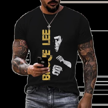 Bruce Lee Vytlačené Lete Muži T-Tričko Krátky Rukáv Bruce Lee 3D Tlač T-Shirt Kung Fu Star Streetwear T-Shirt