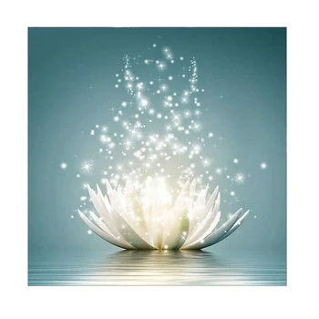 Diy diamond výšivka biela voda lotus kolo 5D diamond maľovanie, dekorácie cross stitch kvetinové mozaiky domáce dekorácie darček