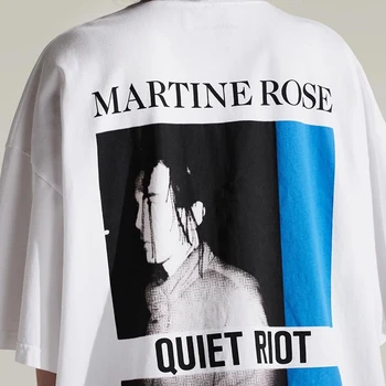 Nadrozmerné Martine Rose Portrét List Logo Tlač Krátke Sleeve T-Shirt Čierna Biela Najlepší Mužský Muži Ženy Tee Mužov Oblečenie