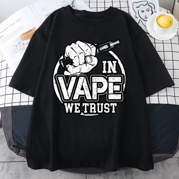 Elektronická Cigareta V Vape Veríme, Oblečenie Pánske Voľné Crewneck-T-Shirt Letné Módy Bavlna Bežné Nadrozmerné Bavlna T-Shirt
