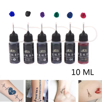 10 ml 6 Farieb Dočasné Tetovanie Atrament Prírodné Organické Ovocie Gél Na Telo Umenie Maľba Pigment Dlhotrvajúci Tetovanie Šťavy Atrament