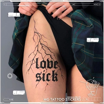 Gotický anglický Dočasné Tetovanie Nálepka pre Mužov, Ženy Kvet Telo Lightning Crack Tmavé Nepremokavé List Vzor Nálepky Tetovanie