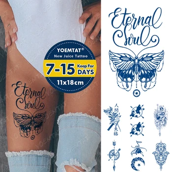 Šťava Trvalé Vodotesné Dočasné Tetovanie Nálepky Motýľ Anglický List Čínskej Hodiny Flash Tetovanie Atrament Body Art Falošné Tetovanie
