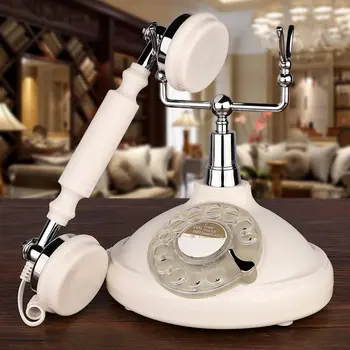 Retro Šnúrový Pozemné Telefón Biele Klasické Vintage staromódnym Telefón pre Domov a Kanceláriu, Káblové Starožitné domáceho Telefónu Darček