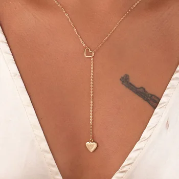 Nové Módne Trendy Šperky Z Medi Srdce Reťaz Prepojenie Náhrdelník Darček Pre Ženy, Dievča