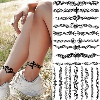 Srdce Čierny Kríž Dočasné Tetovanie Pre Ženy, Mužov Dospelých Falošné Scorpion Bramble Henna Tattoo Nálepky Tribal Totem Tatoos Papier