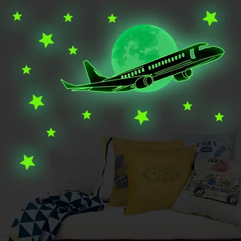 Nočnú Oblohu Letúna Hviezdy Žiariace Samolepky na Stenu Modrá Zelená Fluorescenčné Nálepky, Spálne, detskej Izby Dekoračné Samolepky na Stenu