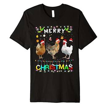 Veselé Vianoce Kuracie Oblečenie, Klobúk Santa Svetlá Na Vianočné Kostýmy, Funny Premium T-Shirt Záhradníctvo Y2k Oblečenie Dovolenku Estetické Čaj