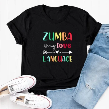 Zumba Je Moja Láska Jazyk Tričko Ženy Tanec Zunmba Nosiť Oblečenie Bavlnené Krátke Sleeve Tee Tričko Žena Oblečenie, Streetwear
