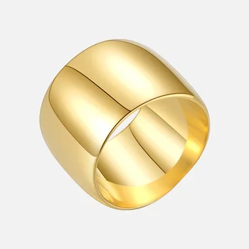 ENFASHION Vintage Široký Hladké Prstene Pre Ženy, Zlatá Farba, Jednoduchý Prsteň 2021 Nehrdzavejúcej Ocele Anillos Módne Šperky Darček R214088