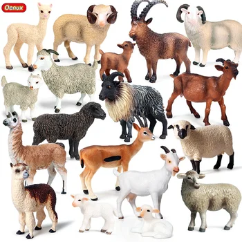 Oenux Klasické Farma Zvierat Simulácia Alpaky Baránok Ovce Kozy Model Akcie Obrázok Hydiny Miniatúrne Figúrky Roztomilá Hračka Pre Dieťa