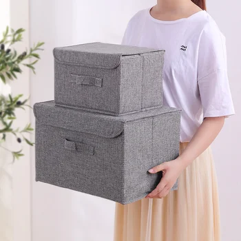 2022 Nové Skladacie Úložný Box S Vekom Bavlnená posteľná Bielizeň Skladovacie Škatule sa Používa na Ukladanie Hračiek, Oblečenia Papiera a Kníh Organizátori
