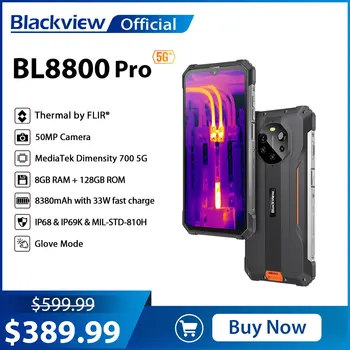Blackview BL8800 Pro 5G Robustný Telefón Tepelné Zobrazovacie 50MP Fotoaparát Telefónu MTK700 8GB+128GB Mobil 8380mAh Batérie Globálna Verzia