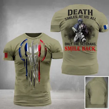 2021 lete ARMÁDY-VETERANT tričko pre mužov francúzsky vojak oblasti hornej 3D vytlačené tričko topVeterans kamufláž commando T-shirt top