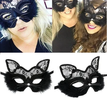 Luxusné Benátskej Maškaráda Maska Ženy, Dievčatá Sexy Čipka Black Cat Očí, Masky na Maškarný Vianoce, Halloween Party