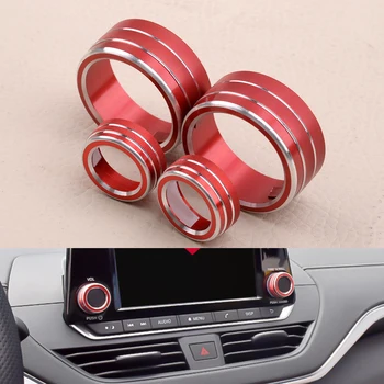 1 Nastavte Červené Auto AC CD Prepnutie Gombík Krúžky Zahŕňa Trim Hliníkovej Zliatiny Dekorácie vhodné Na Nissan Teana Altima 2019 2020