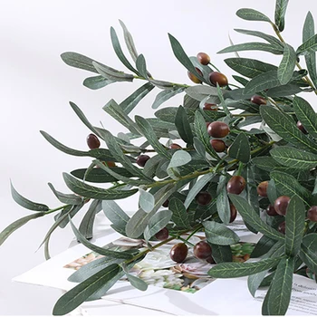 Umelé Olivový Ovocie, Kvety, Konáre Stromov Listy Falošné Rastlín pre Domáce Hotel Svadobné Pozadie Dekorácie Vianočné Usporiadanie