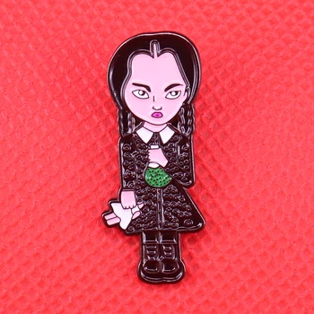 Streda Addams smalt pin cool čierna mágia brošňa zelená činidla fľaša odznak Gotický Halloween darček roztomilý ženy tričko bunda acces