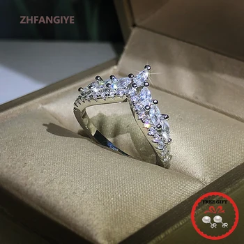 Luxusné 925 Strieborné Šperky, Prstene s AAA Zirkón Drahokamy Prst Prsteň pre Ženy, Svadobné Zapojenie Sľub Ornament Nový Príchod