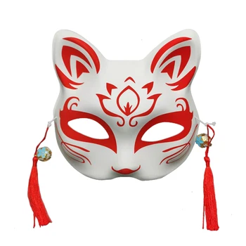 1pc Japonský Maškaráda Maska Polovicu Tváre Ručne maľované Mačka, Líška Maska Anime Démon Vrah Halloween Festival Cosplay Prop