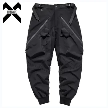 Muži Taktické Cargo Nohavice Módne Multi Funkčné Vrecká, Nohavice Hip Hop Streetwear Bombardér Nohavice Techwear Čierna