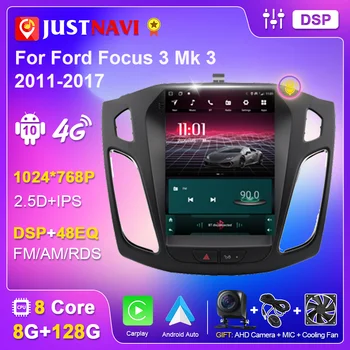 JUSTNAVI Android pre Ford Focus 3 Mk 3 2011-2019 Auto Stereo Rádio Vertikálne Tesla Obrazovke Multimediálny Prehrávač Navigáciu Carplay