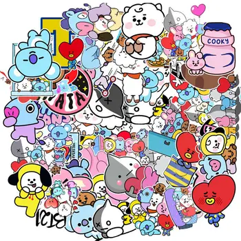 50 Kusov Btss Graffiti Nálepky Anime Postavy Rj Tata Chimmy Dievčatá Kufor Auta, Chladničky Prilba Nálepky Cartoon Bt21 Dekor