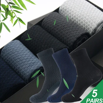 5 Párov/Veľa Kvalitných Mužov Bambusové Vlákno Ponožky Krátke & Dlhé Trubice Ponožky Príčinné Business Mäkké Priedušné Ponožky Mužskej Posádky Ponožky Sox