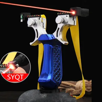 SYQT Nový Laserový Zameriavací Prak Štyroch Farbách Môžete Vybrať Veľkú Silu Outdoor, Lov Prak Použiť Ploché Kožené gumička
