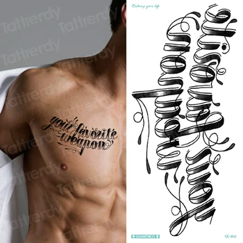 tatoos temporales pre mužov, ženy, dočasné tetovanie nápisy anglické slová na hrudi arm tattoo rukáv nálepky pánske body art sexy