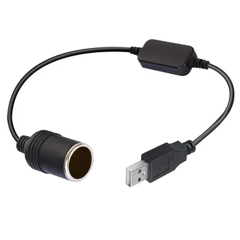 USB Muž 5V na 12V Auto Zásuvky pre zapaĺovač Žena Krok Kábel Invertor a Konvertor pre Jazdu GPS Záznamník E-Pes 0,3 m