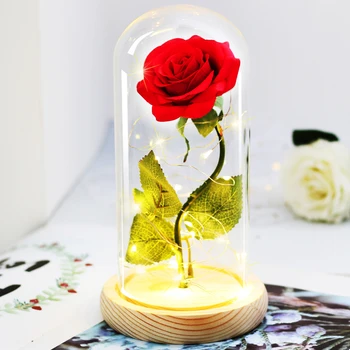 Večný Rose, večné svetlo, krásne ruže a ružová zviera na Crystal Dome matky Valentína, alebo Vianočný darček