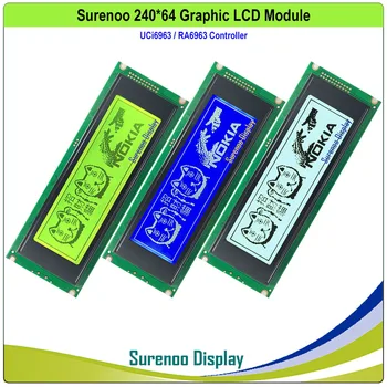 24064 240*64 Grafický Maticový LCD Modul Displeja UCi6963 RA6963 SAP1024B T6963C Radič Žlté, Zelené, Modré LED Podsvietenie